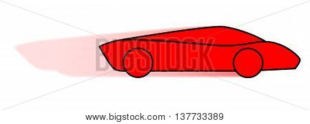 A cartoon of a very fast red sports car