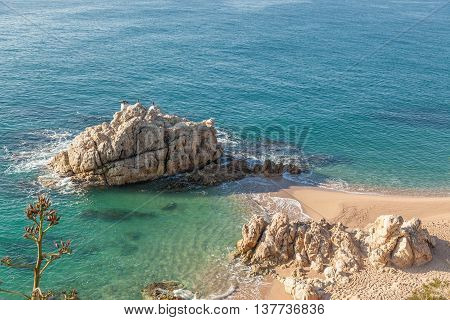 Idyllic Meditteranean beach near Calella at the Costa Brava Spain.