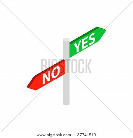 Sign yes no icon in isometric 3d style isolated on white background. Choise symbol