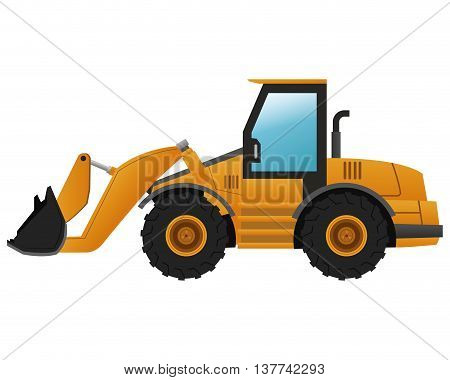 flat design backhoe machine icon vector illustration