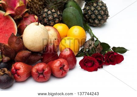 Group  fruits of Thailand on white background