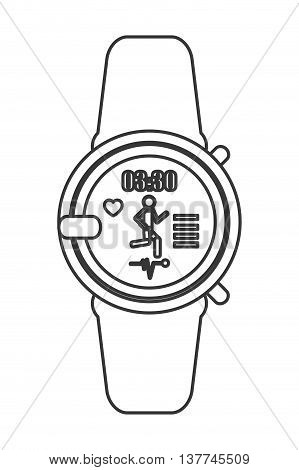 flat design heartrate wrist monitor icon vector illustration line design