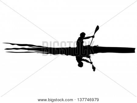 Athletes whit kayak on white background