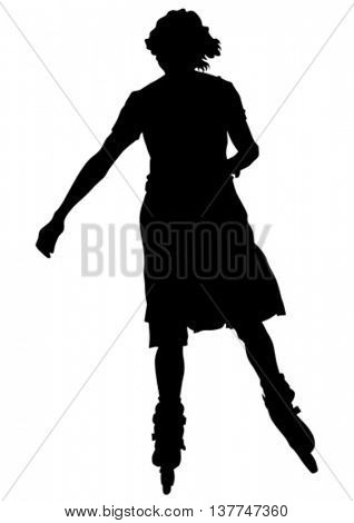 Silhouette athletes of skates on white background