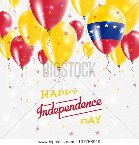 Venezuela, Bolivarian Republic Of Vector Patriotic Poster.. Independence Day Placard With Bright Col