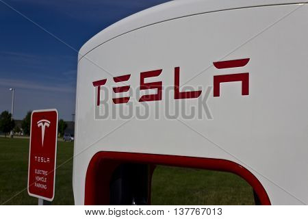 Lafayette IN - Circa July 2016: Tesla Supercharger Station. The Supercharger offers fast recharging of the Model S and Model X electric vehicles IV