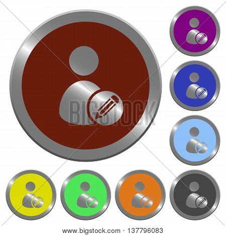 Set of color glossy coin-like Edit user account buttons.