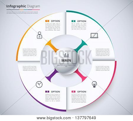 Circle Infographic Design Template. Wheel Concept. System Diagram For Presentation. White Informatio