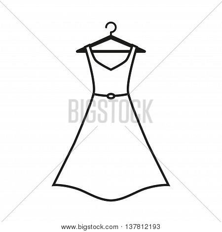 Woman black dress on hanger. Dress Icon