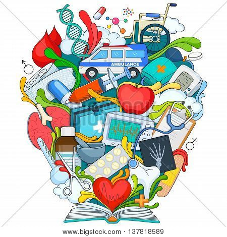 vector illustration of Book of Knowledge for Medical Science