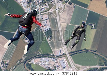 Fun jump skydiving from 12000 ft in Norway