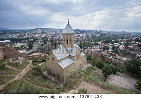 Old monastery on the hilltop in Tbilisi Georgia
