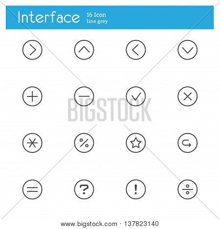 Arrows and Interface line iicon set of 16