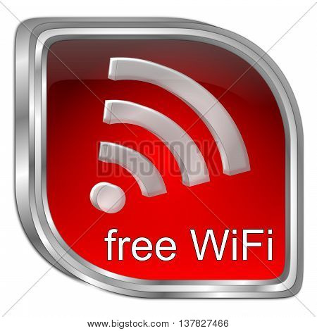 red free wireless WiFi button - 3D illustration