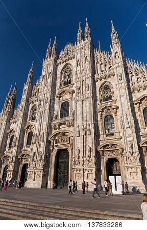 MILANIT. June 29 20145 Duomo Cathedral of Milan Italy - roof detail spiers