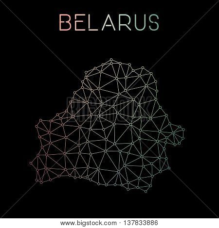 Belarus Network Map. Abstract Polygonal Map Design. Network Connections Vector Illustration.