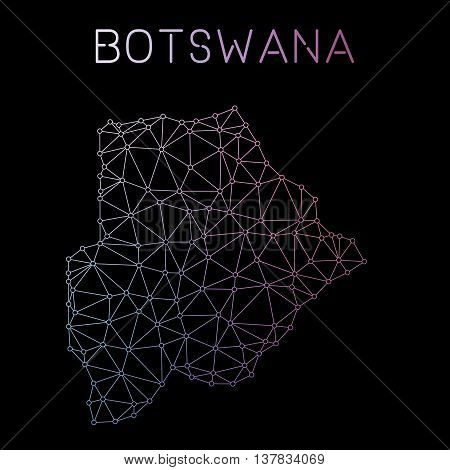 Botswana Network Map. Abstract Polygonal Map Design. Network Connections Vector Illustration.