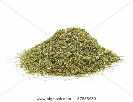 Pile of dried dill isolated on white background