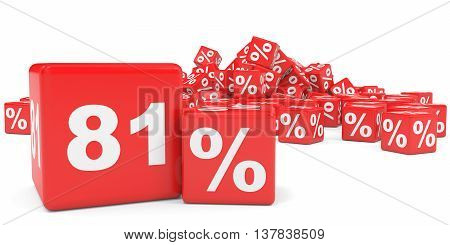Red Sale Cubes. Eighty One Percent Discount.