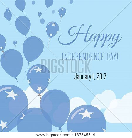 Independence Day Flat Greeting Card. Micronesia, Federated States Of Independence Day. Micronesian F
