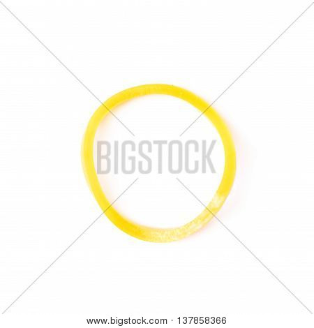 Single rubber loom band isolated over the white background