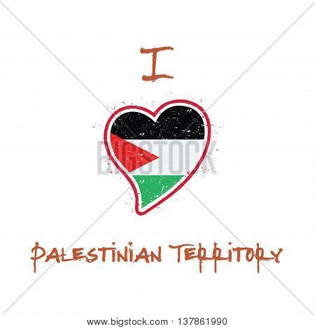 Palestinian Flag Patriotic T-shirt Design. Heart Shaped National Flag Palestine, State Of On White B