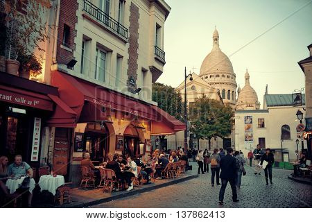 PARIS, FRANCE - MAY 13: City street view on May 13, 2015. With the population of 2M, Paris is the capital and most-populous city of France.