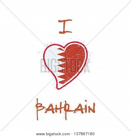 Bahraini Flag Patriotic T-shirt Design. Heart Shaped National Flag Bahrain On White Background. Vect