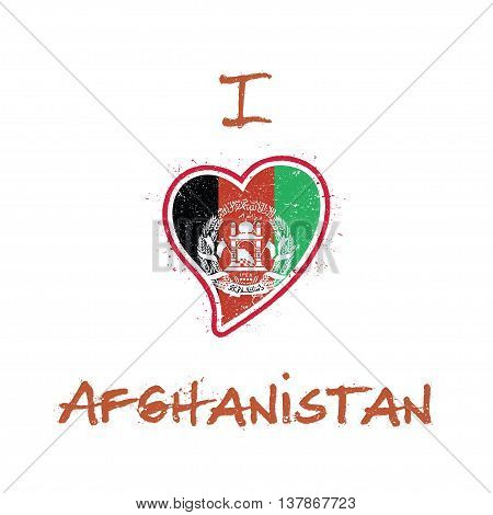 Afghan Flag Patriotic T-shirt Design. Heart Shaped National Flag Afghanistan On White Background. Ve