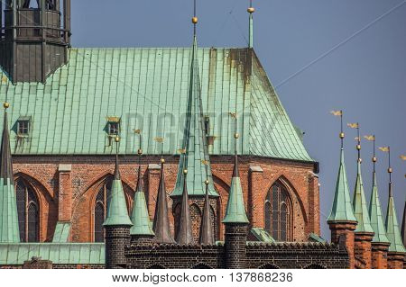Detail of the Marienkirche in Lubeck Germany