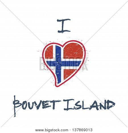 Bouvet Island Flag Patriotic T-shirt Design. Heart Shaped National Flag Bouvet Island On White Backg