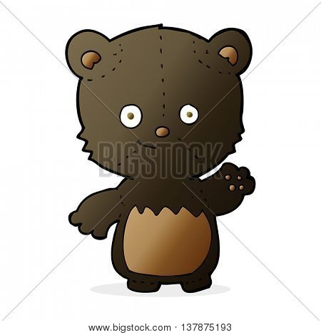 cartoon black bearcub waving