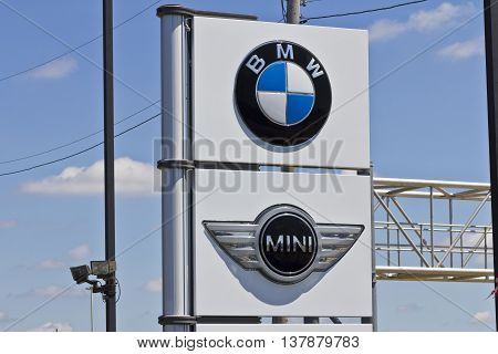 Indianapolis - Circa July 2016: A Local BMW and Mini Dealership. BMW is a Luxury Car Manufacturer Based in Germany III