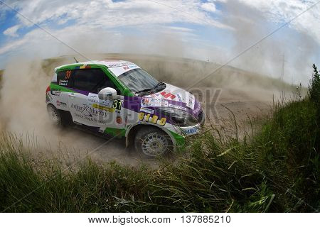 TULCEA, ROMANIA - JUNE 11: Danube Delta Rally special trial windfarm on June 11, 2016 in Tulcea, Romania