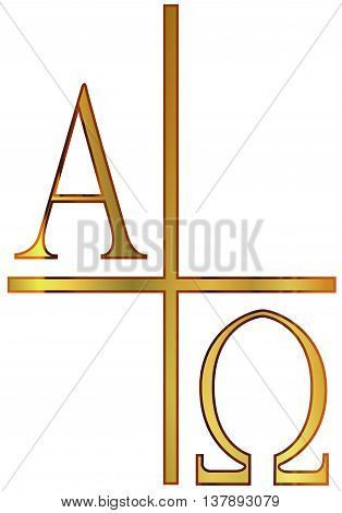 The A;phs Omega letters from the Greek alphabet in gold