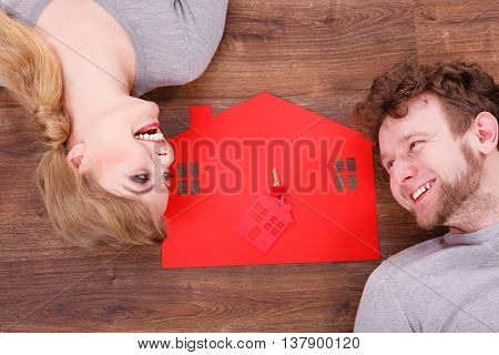 Just Married Lying On Floor.