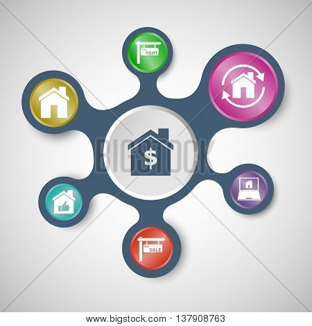 Real estate infographic templates with connected metaballs, stock vector