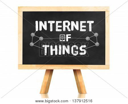 Internet Of Things Word With Icon On Blackboard In White Background