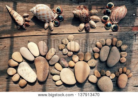 Abstract Cute Pebbles, Footprint From Boulder