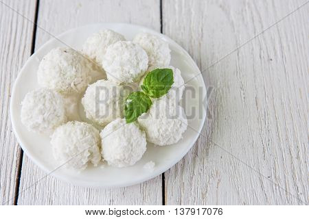 Homemade candies with coconut
