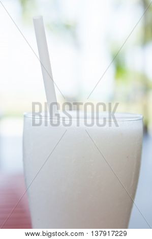A Glass Cocktail Of Coconut Ice Smoothie.