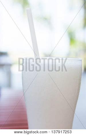 A Glass Cocktail Of Coconut Ice Smoothie.