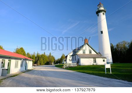 New Presque Isle Lighthouse, built in 1870, Lake Huron, Michigan, USA