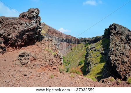 Vesuvius volcano crater next to Naples. Italy