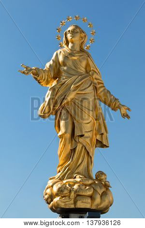 Madonna Golden Statue Perfect Bronze Replica in Milan Italy