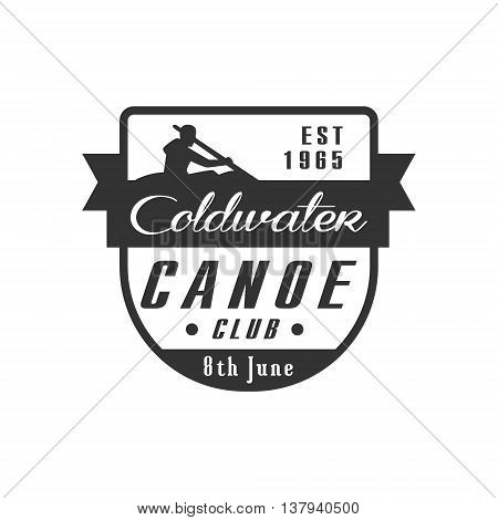 Canoe Club Emblem Classic Style Vector Logo With Calligraphic Text On White Background