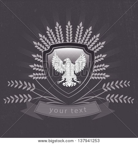 Vector vintage logo of the eagle on the shield