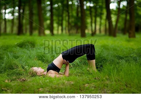 Beautiful Yoga Session In Woods