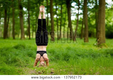 Beautiful Yoga Session In Woods