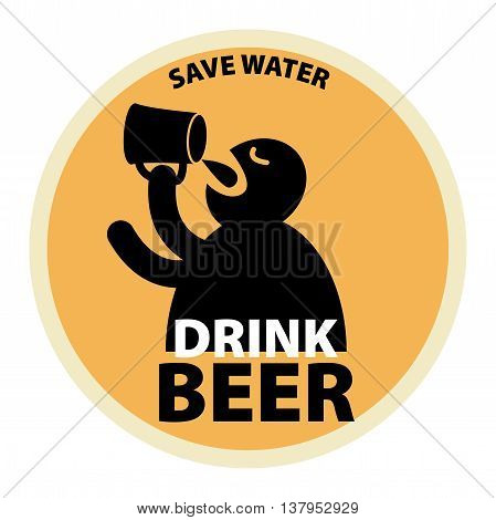 Abstract Drink Beer color label, vector illustration